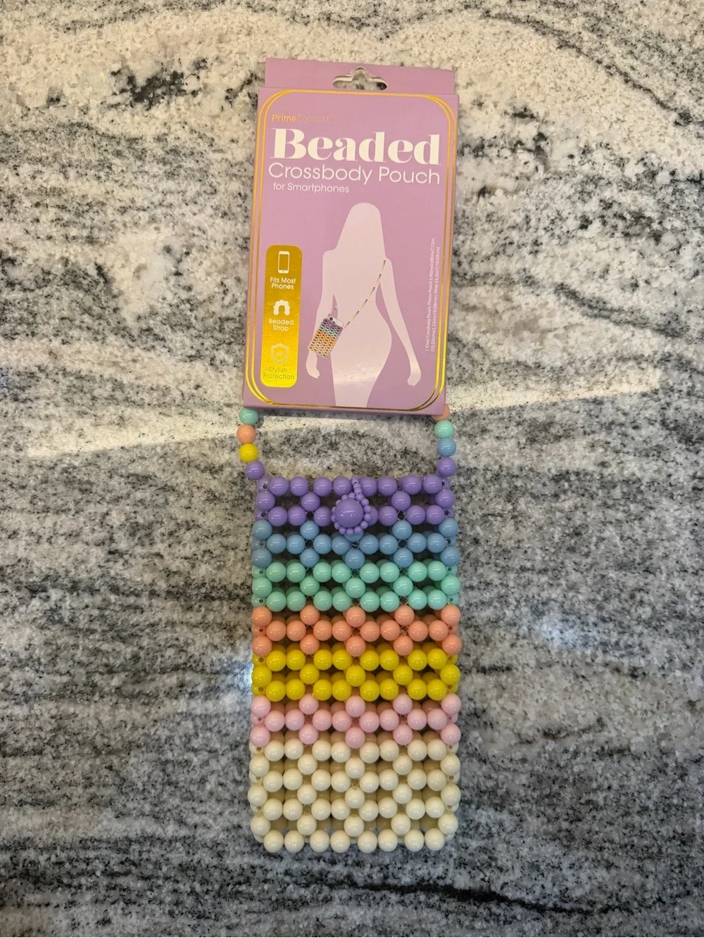 Pastel Multicolor Beaded Crossbody Phone Pouch